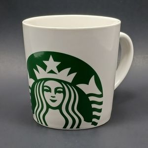 STARBUCKS Rare White & Green Logo Ample Mug Microwave & Dishwasher Safe Like New